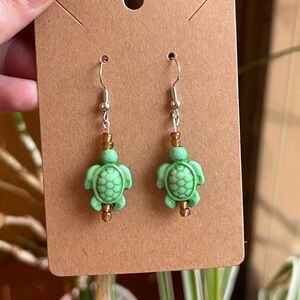 Green Turtle Earrings